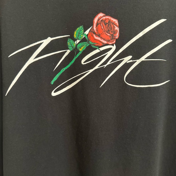 Nike Air Jordan Flight T-Shirt Mens XL Black 'Sorry For Your Loss Tour' Red Rose - Picture 2 of 6